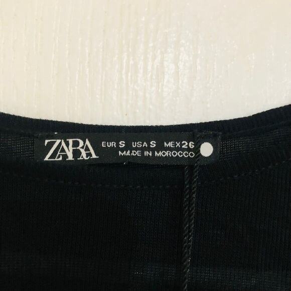 ZARA Women's Top Knit Cut Out Half‎ Sleeve Round Neck Black Size Small NWT - Picture 7 of 11